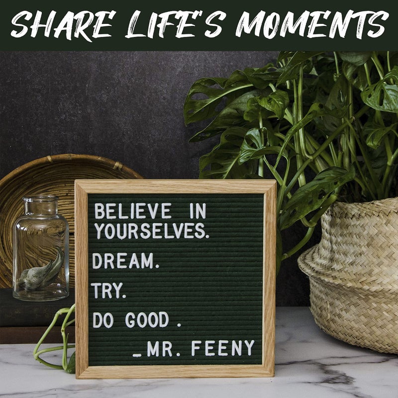 Felt Like Sharing Square Letter Board (Evergreen - 10â€x10â€) â€“ Changeable Message Board w/3 Sets of Felt Board Letters for Home, Office, & Aesthetic Room Decor â€“ Wall Letterboard Signs In Oak Frame - Image 3